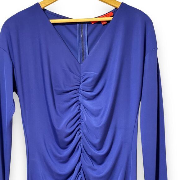 Narciso Rodriguez for Design Nation Purple Ruched Long Sleeve Short Dress Medium - Picture 2 of 10